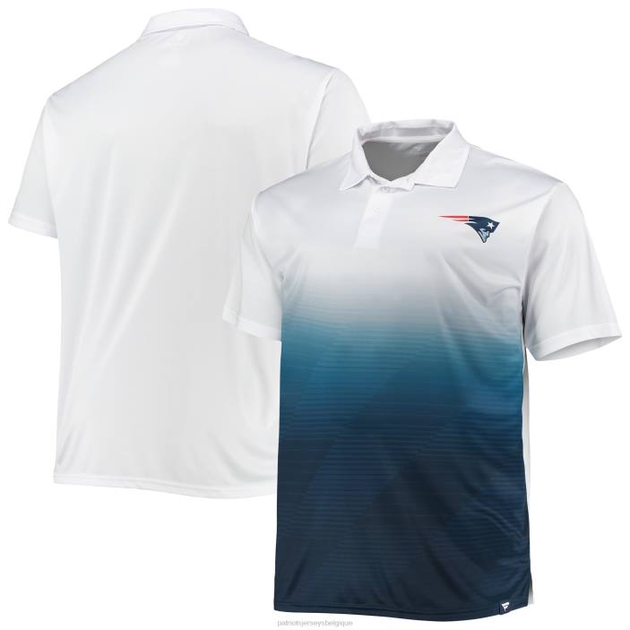 Patriots Jersey Hommes polo délavé big & tall blanc/bleu marine vêtements 864Z1395