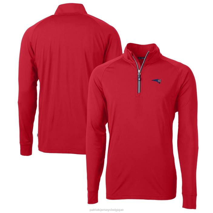 Patriots Jersey Hommes Cutter & Buck rouge big & tall adapt eco knit stretch recyclé quart-zip pull vêtements 864Z2148