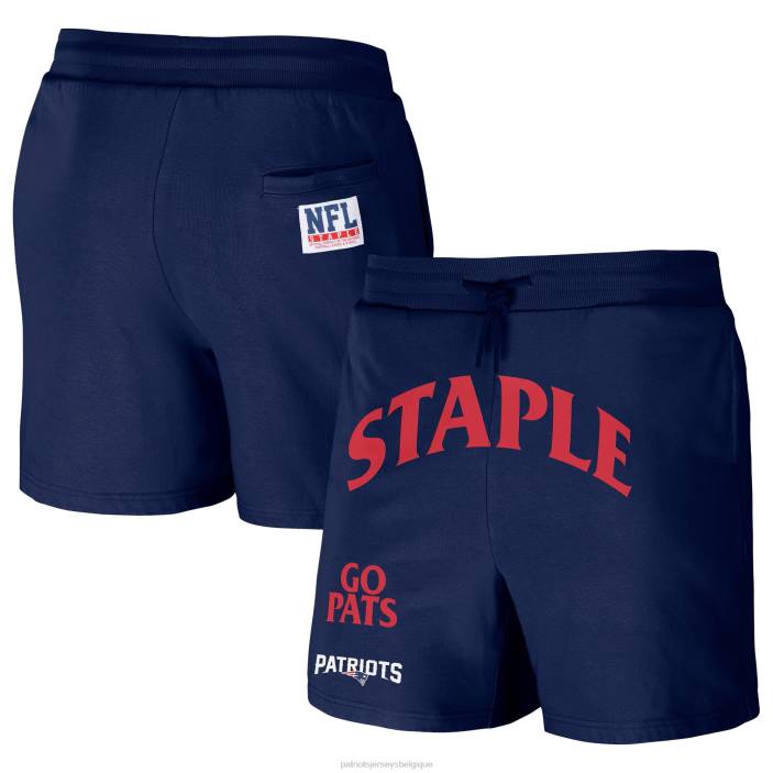 Patriots Jersey Hommes nfl x basic short bleu marine en molleton délavé vintage vêtements 864Z1728