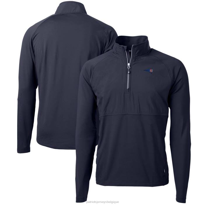 Patriots Jersey Hommes cutter & buck bleu marine adapt eco knit hybride recyclé quart-zip pull vêtements 864Z774