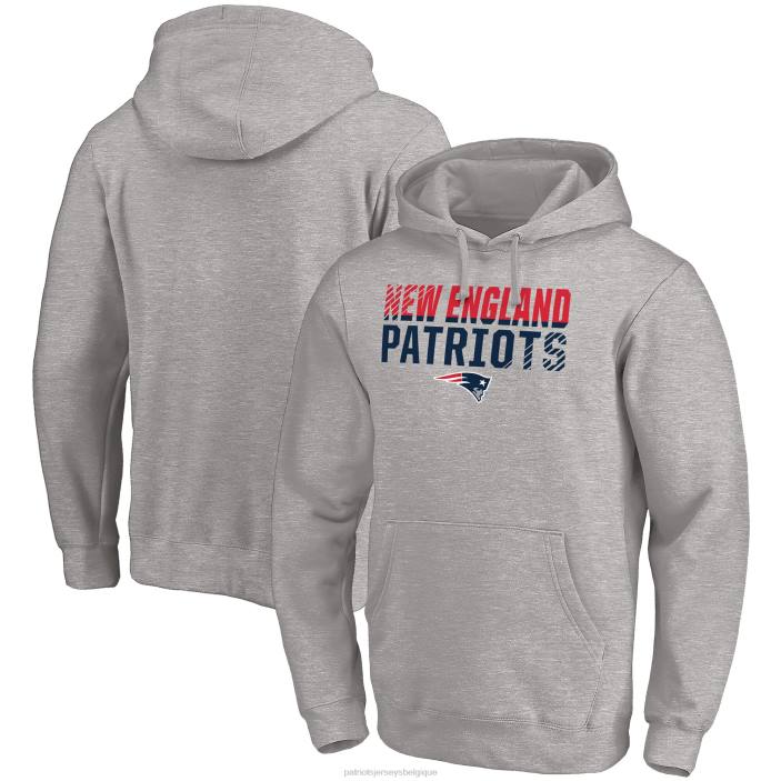 Patriots Jersey Hommes fanatics branded gris chiné sweat à capuche ajusté à enfiler vêtements 864Z716