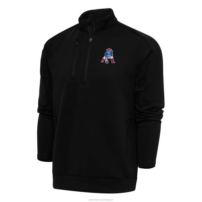 Patriots Jersey Hommes haut à enfiler zippé quart de génération avec logo de l'équipe antigua noire vêtements 864Z718