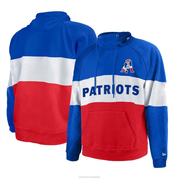 Patriots Jersey Hommes sweat à capuche raglan new era big & tall throwback color block rouge vêtements 864Z763