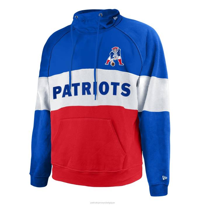 Patriots Jersey Hommes sweat à capuche raglan new era royal/red big & tall throwback en polaire color block vêtements 864Z758