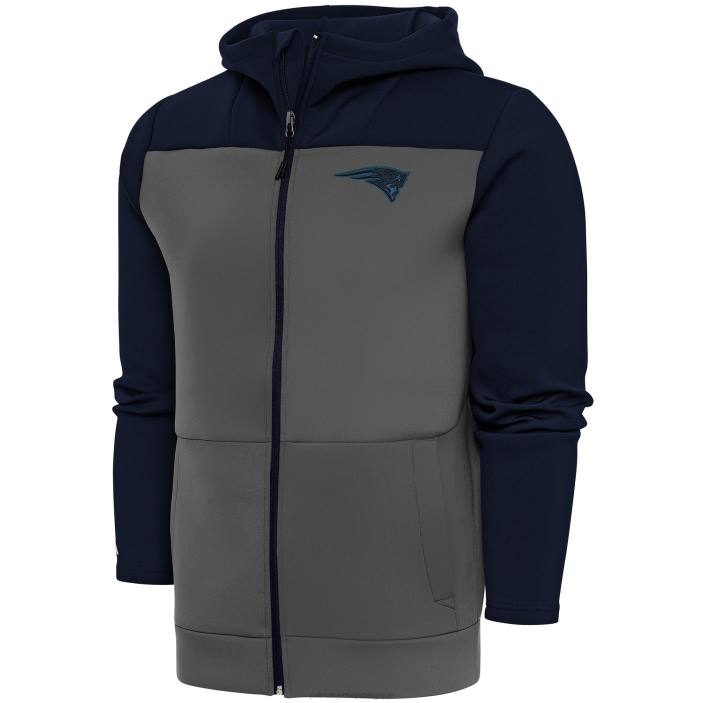 Patriots Jersey Hommes sweat à capuche zippé antigua bleu marine avec logo ton sur ton vêtements 864Z761