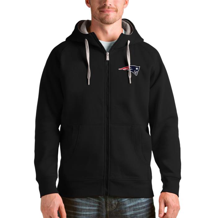 Patriots Jersey Hommes sweat à capuche zippé antigua victoire noir vêtements 864Z701
