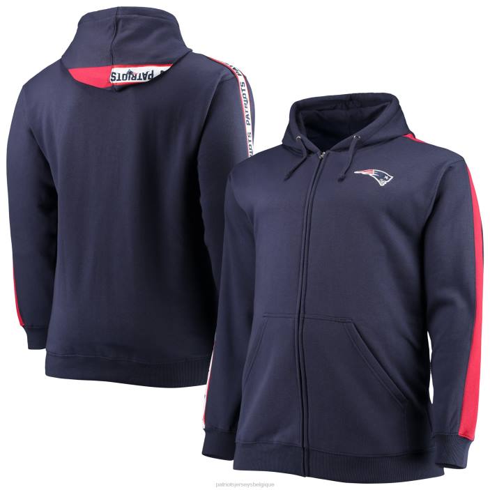 Patriots Jersey Hommes sweat à capuche zippé bleu marine de marque fanatics big & tall vêtements 864Z740
