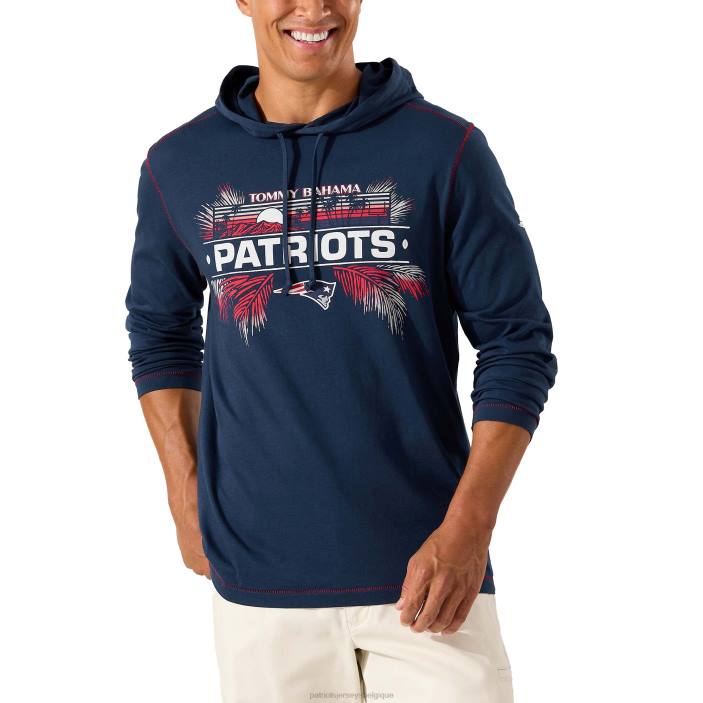 Patriots Jersey Hommes tommy bahama bleu marine artsy palmiers pull à capuche vêtements 864Z806