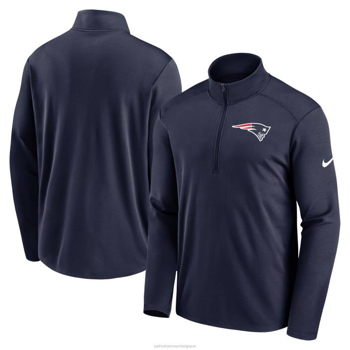 Patriots Jersey Hommes veste mi-zip performance nike logo pacer bleu marine vêtements 864Z566