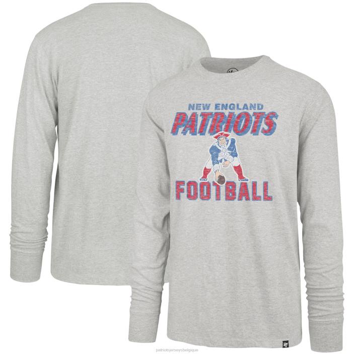 Patriots Jersey Hommes 47 t-shirt gris chiné bulldozer franklin à manches longues vêtements 864Z1885