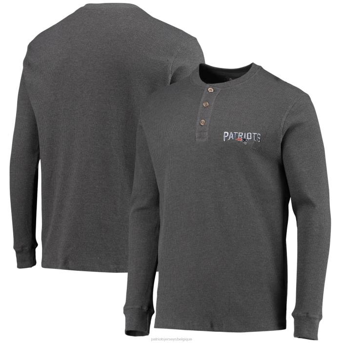 Patriots Jersey Hommes dunbrooke gris chiné logo maverick thermique henley t-shirt à manches longues vêtements 864Z1923