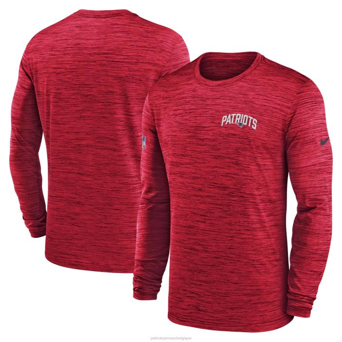 Patriots Jersey Hommes t-shirt à manches longues nike sideline Velocity Athletic Performance rouge vêtements 864Z1941