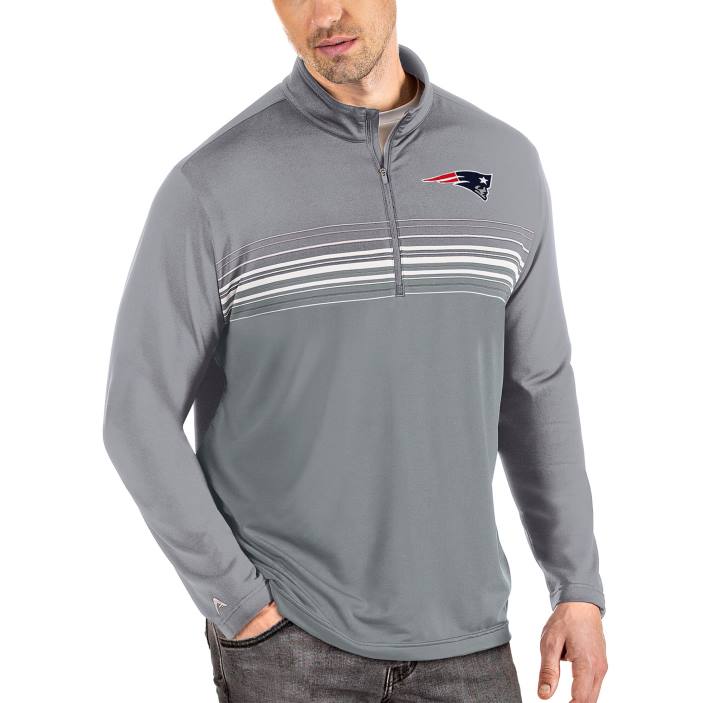 Patriots Jersey Hommes antigua acier/gris veste à enfiler quart de zip big & tall pace vêtements 864Z2150