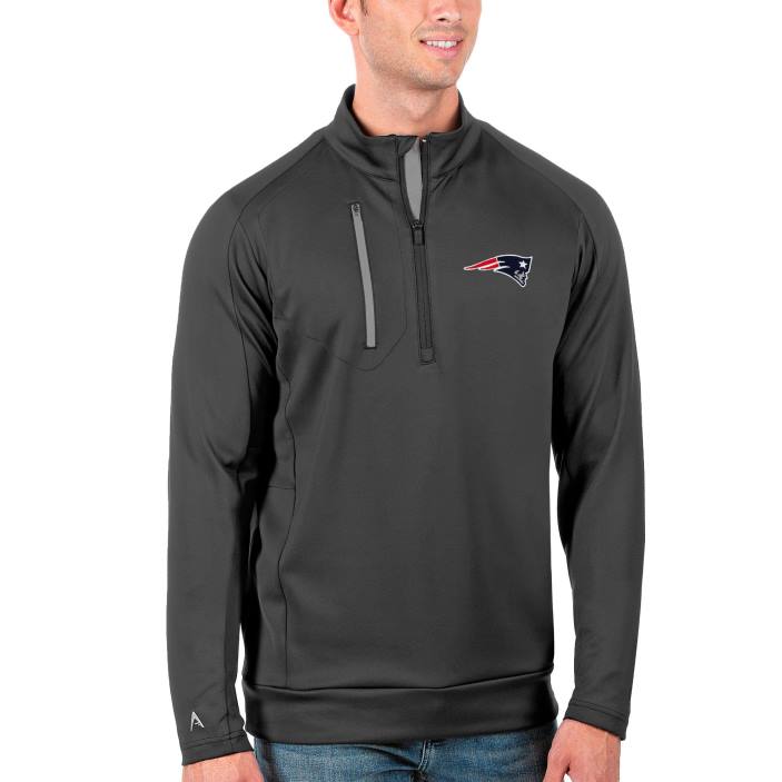 Patriots Jersey Hommes antigua anthracite/argent veste à enfiler à quart de zip génération big & tall vêtements 864Z2149