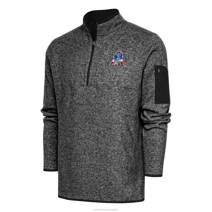 Patriots Jersey Hommes antigua chiné noir throwback fortune grande & grande veste à enfiler quart de zip vêtements 864Z2112