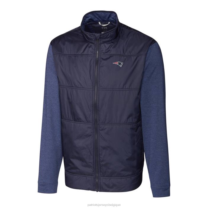 Patriots Jersey Hommes cutter & buck bleu marine furtif grande et haute veste zippée vêtements 864Z2089